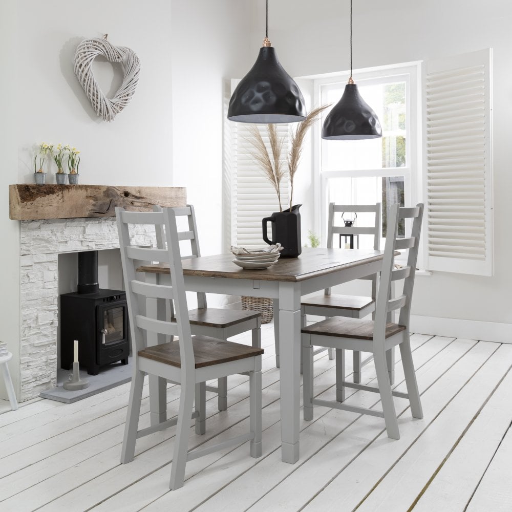 Grey And White Dining Room : Elegant Contemporary Solid Pine Wood Grey