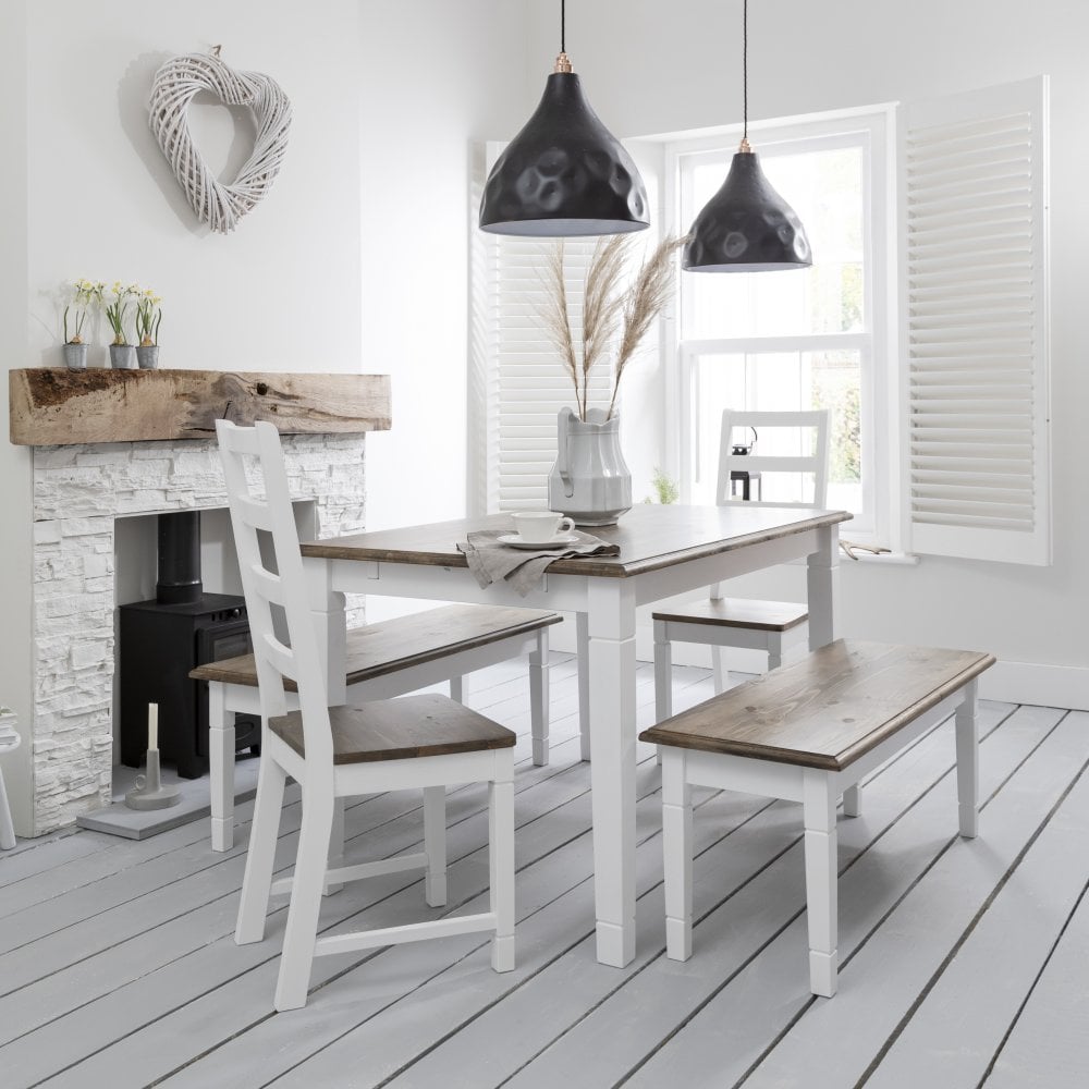 Canterbury Dining Table In White Dark Pine Noa Nani