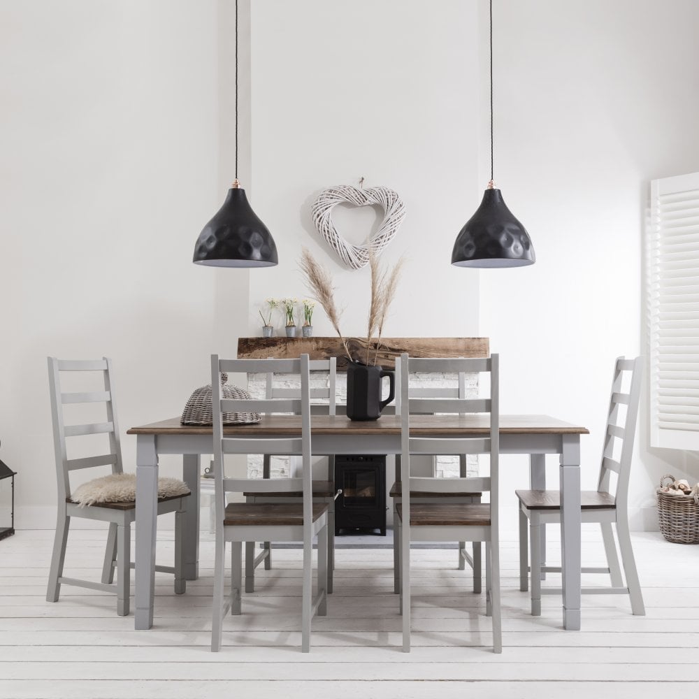 Canterbury Dining Table With 6 Chairs In Silk Grey Noa Nani