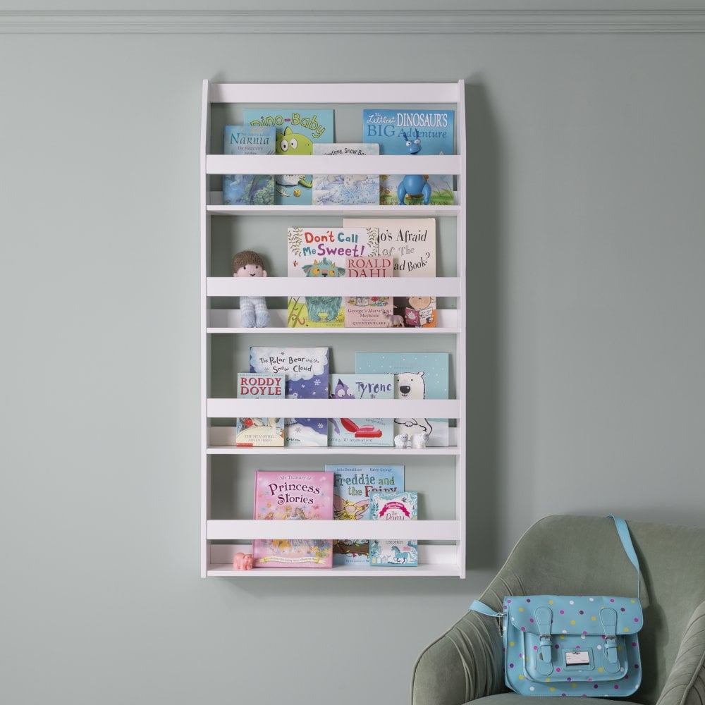 Hakan Display 4 Shelf Bookcase Wall Mounted in White or Grey Nöa & Nani