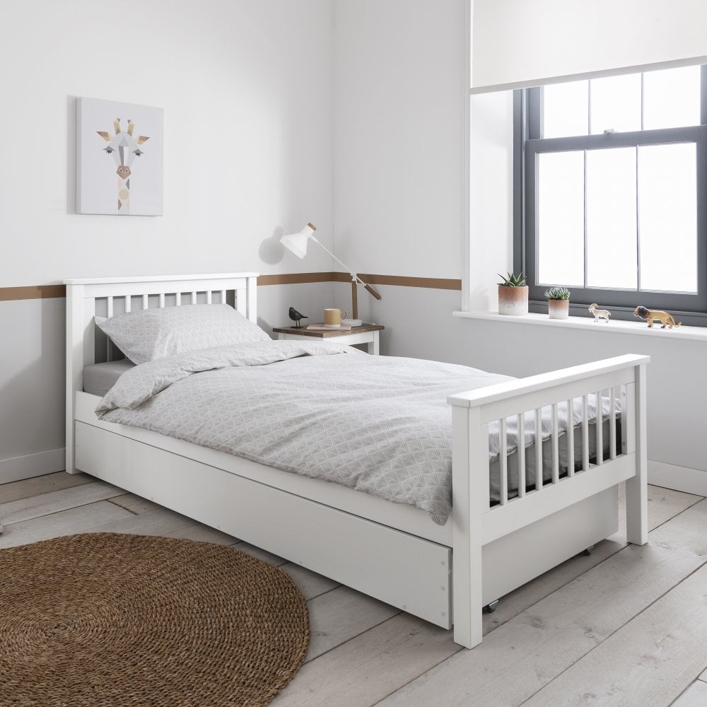 white single bed frame