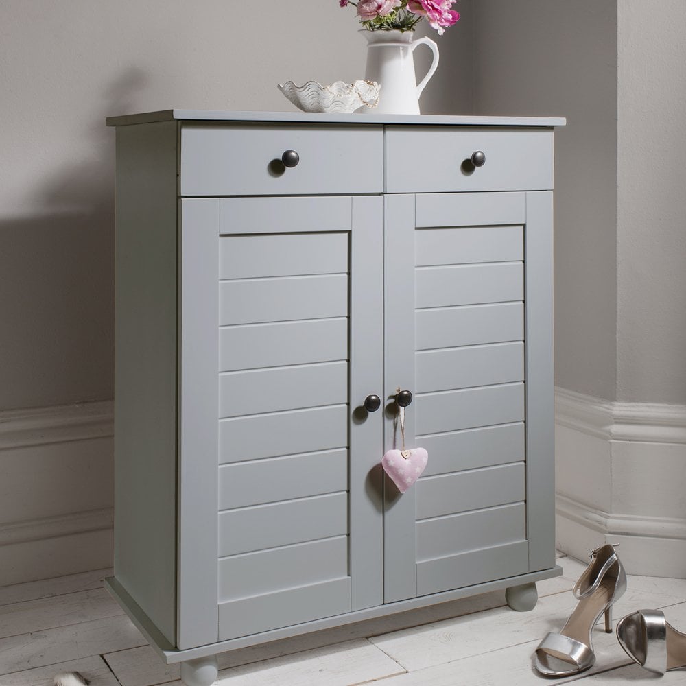 Silk Grey Noa and Nani Cotswold Deluxe Shoe Storage Cabinet with Drawer 