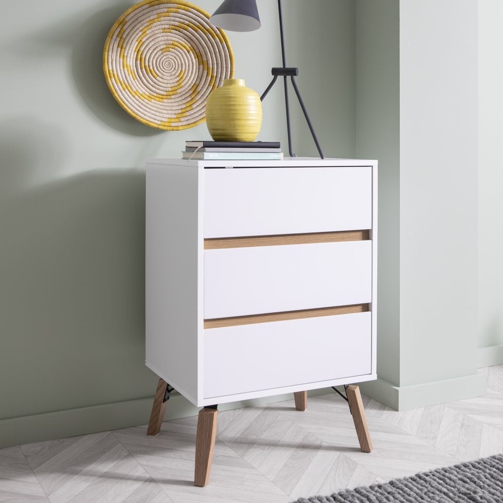 Otto 3 Drawer Tall Chest Of Drawers In White Noa Nani