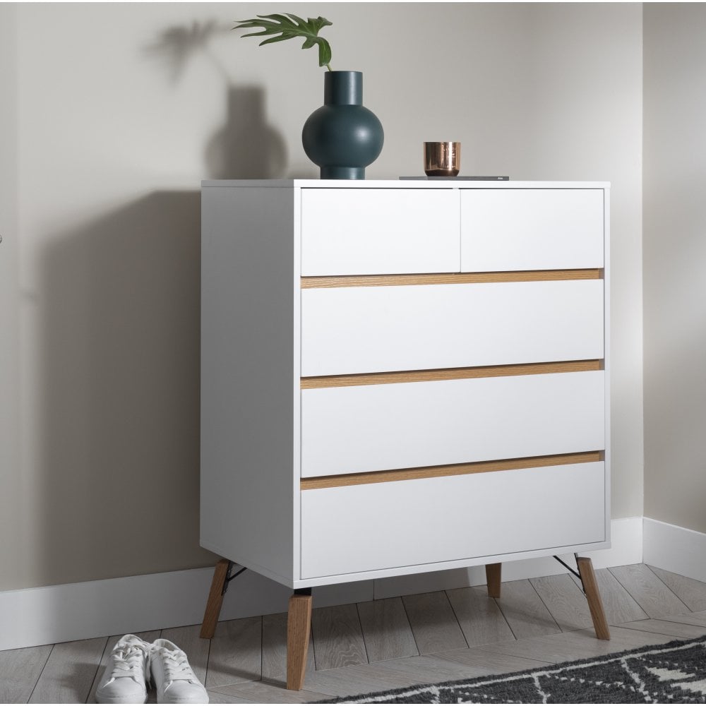 Otto Chest of Drawers 3+2 Drawer in Classic White