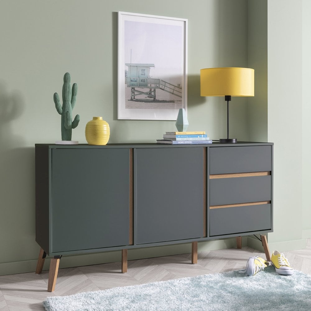 Otto Sideboard Large 2 Door with Drawer in Grey