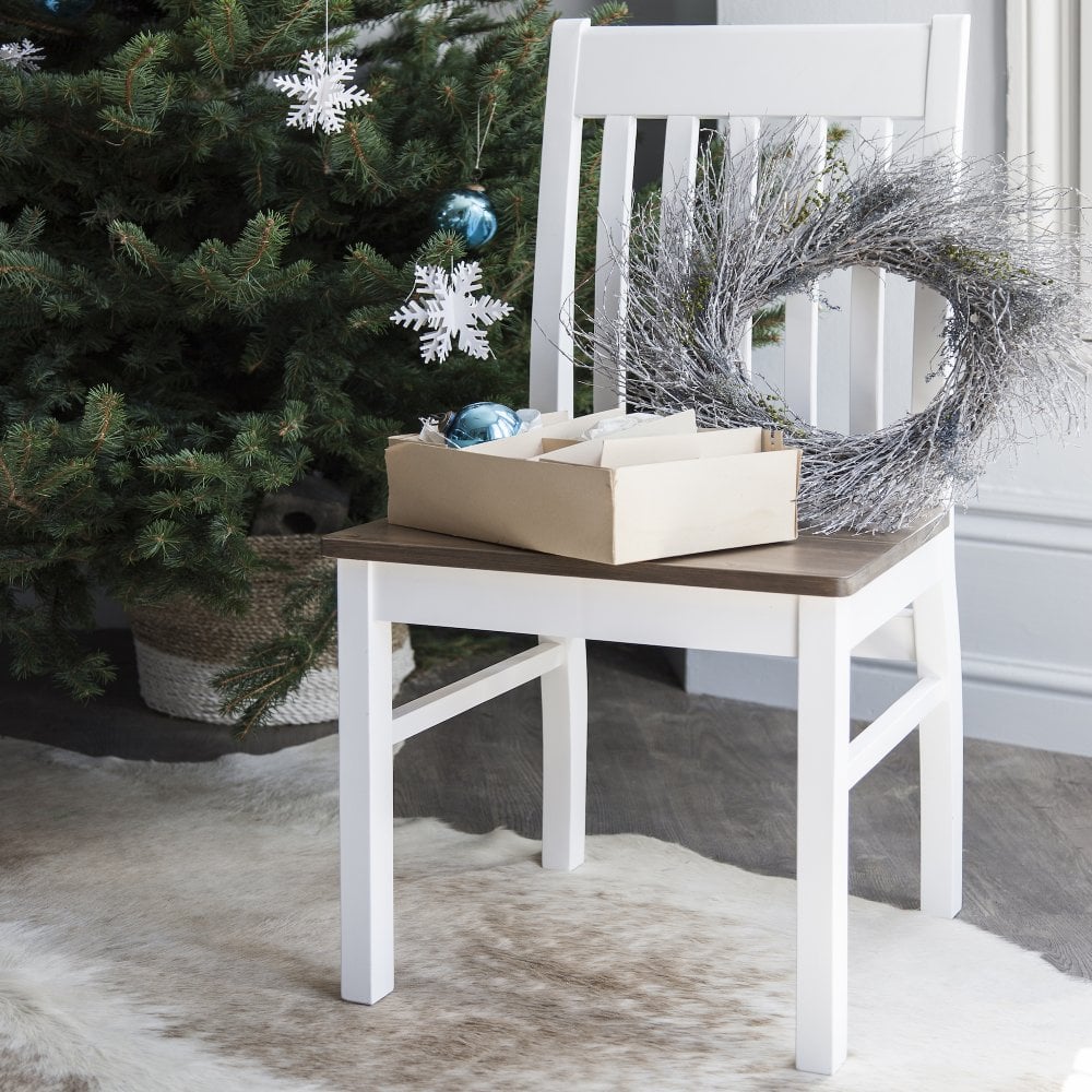 Pair of Nordic Dinning Chairs in White & Dark Pine | Noa ...