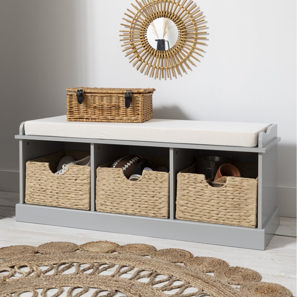 Target Storage Bench With Baskets Stockholm Storage Bench with 3 Brown Baskets in Grey | Nöa and Nani