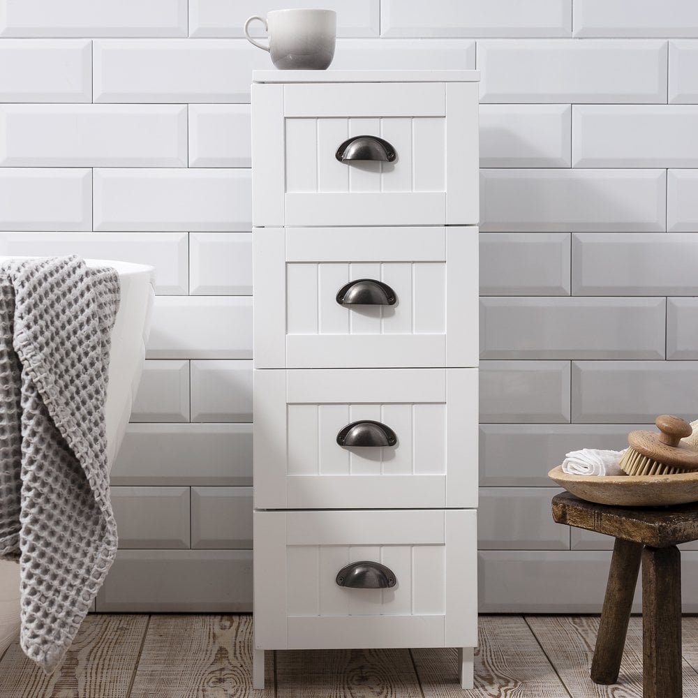 4 Drawer Stow Bathroom Cabinet In White Noa Nani