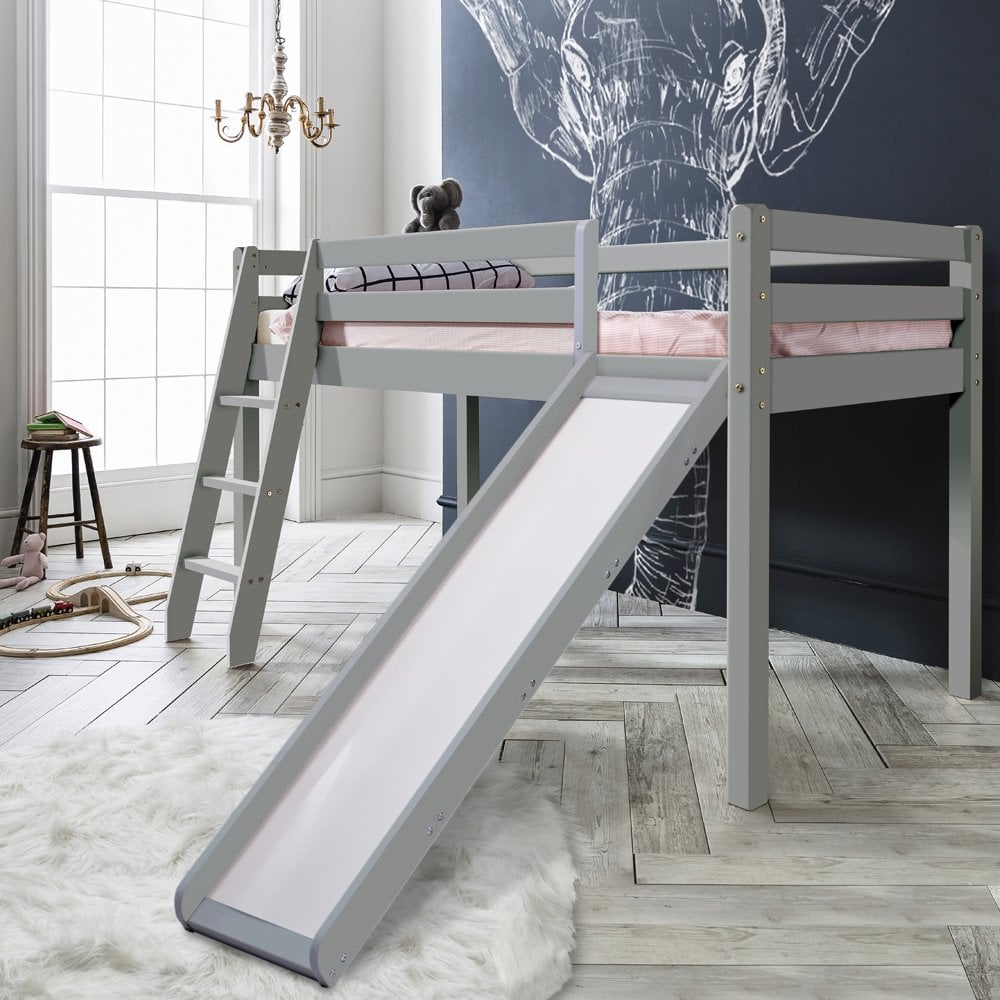 grey high sleeper with desk