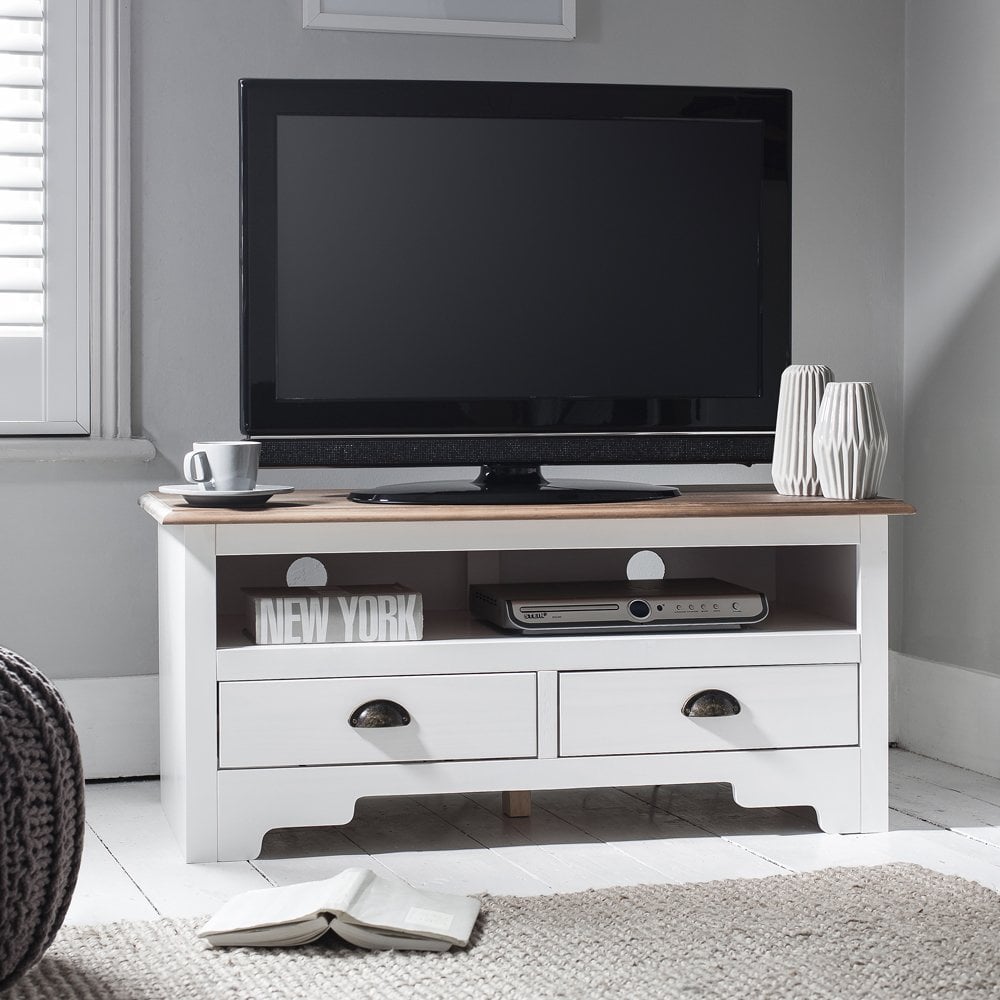 Canterbury TV Unit In White Dark Pine Noa Nani