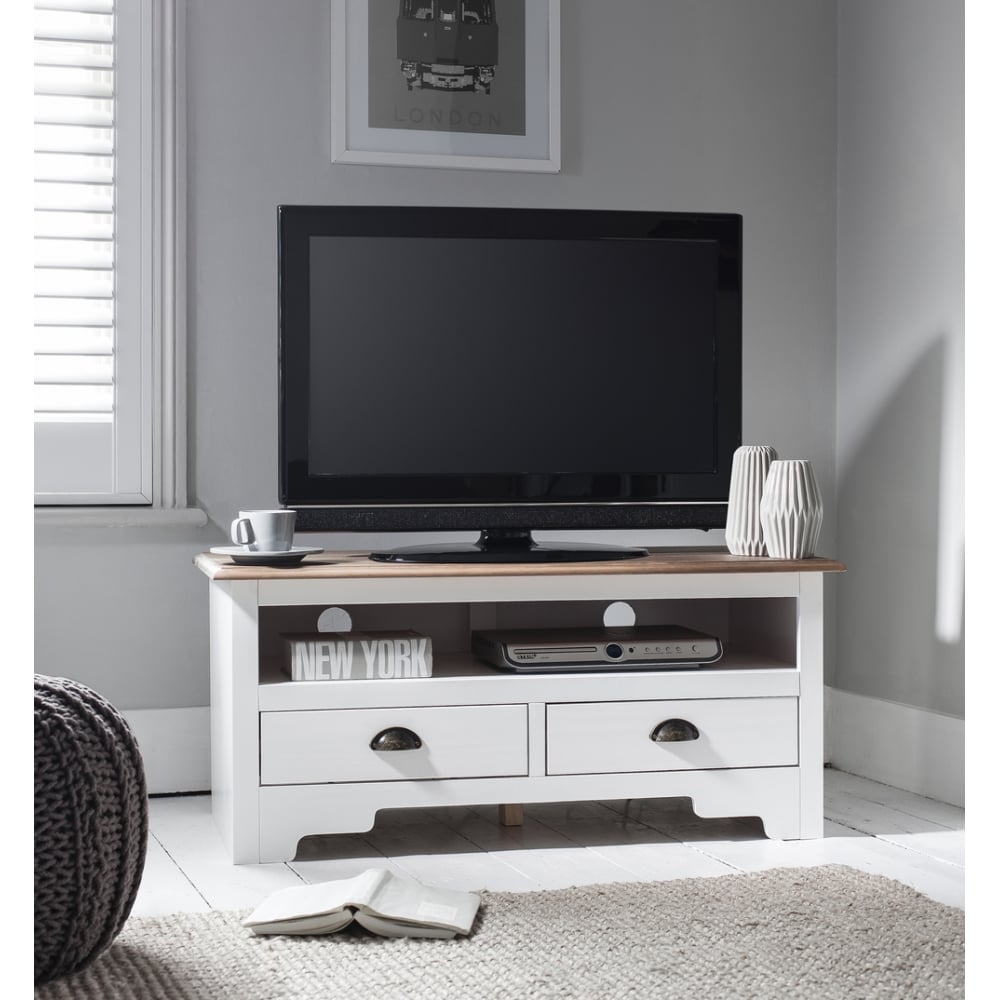 Canterbury TV Unit In White Dark Pine Noa Nani